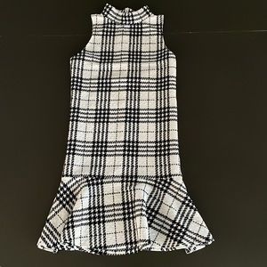 Aqua Plaid Ruffle Dress